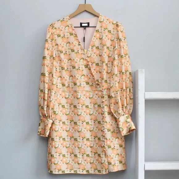 ALEXIA ADMOR Arya Button-front Wrap Dress In Summer Floral Cream Size 8 NWT - Picture 1 of 10